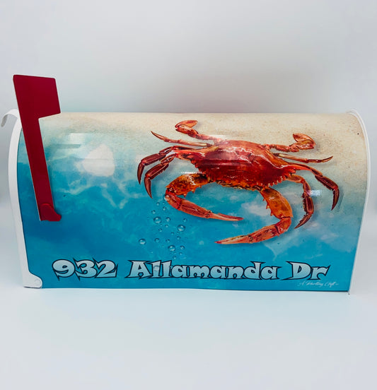 Red Crab Custom Mailbox, Beach Decor Gift for Mom and Dad