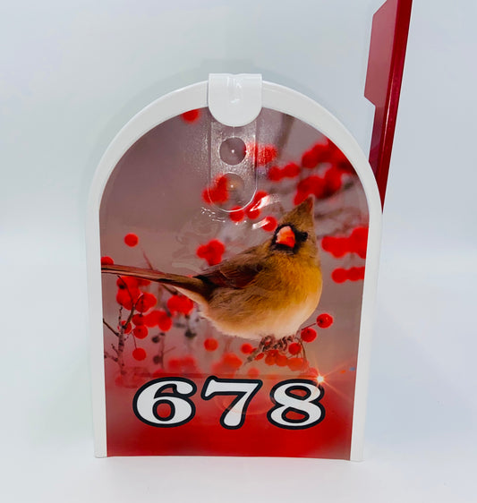 Cardinal Bird Custom Mailbox, Personalized gift for Christmas