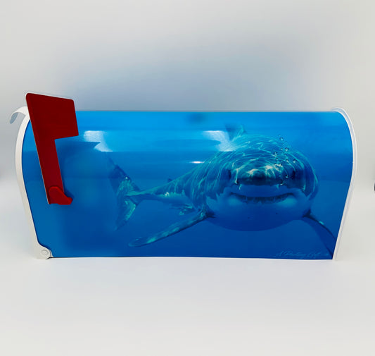 Great White Shark Custom Mailbox Gift for Dad. Personalized for Mom