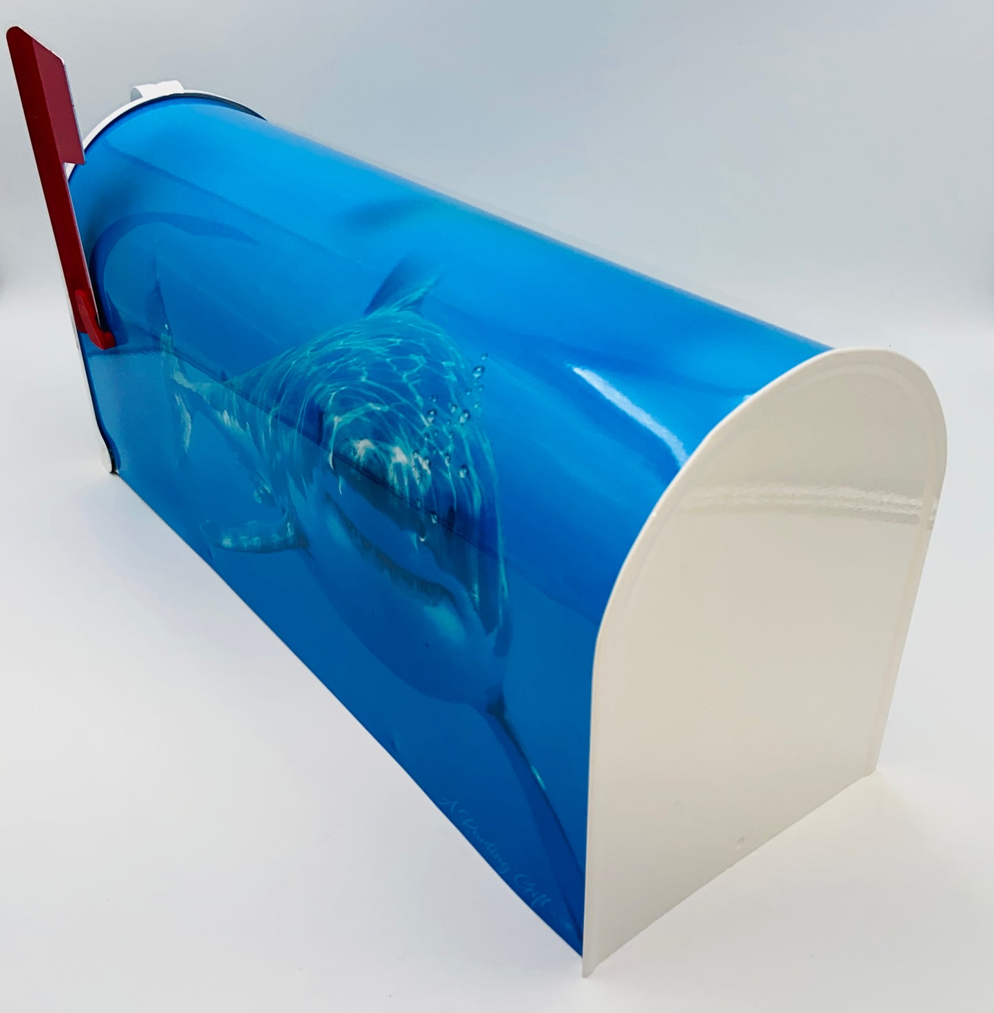 Great White Shark Custom Mailbox Gift for Dad. Personalized for Mom