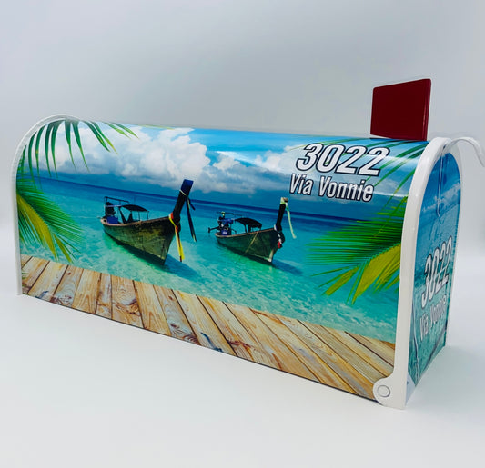 Tropical custom mailbox, Beach house gift