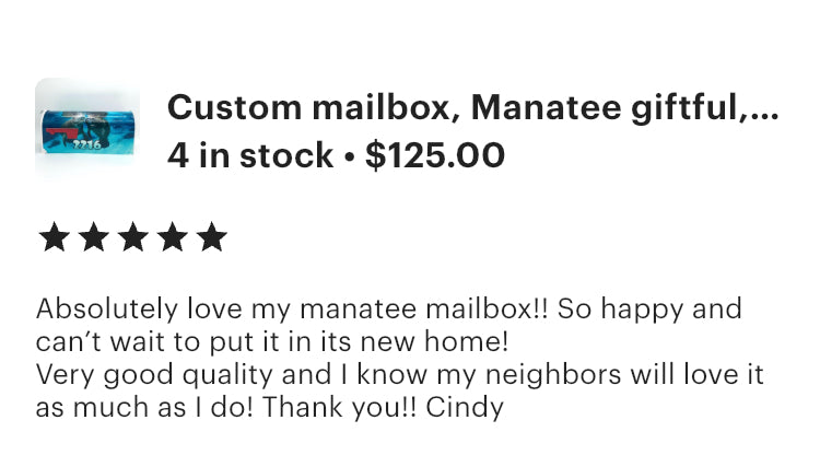Manatee Custom mailbox, Personalized Gifts for Birthdays