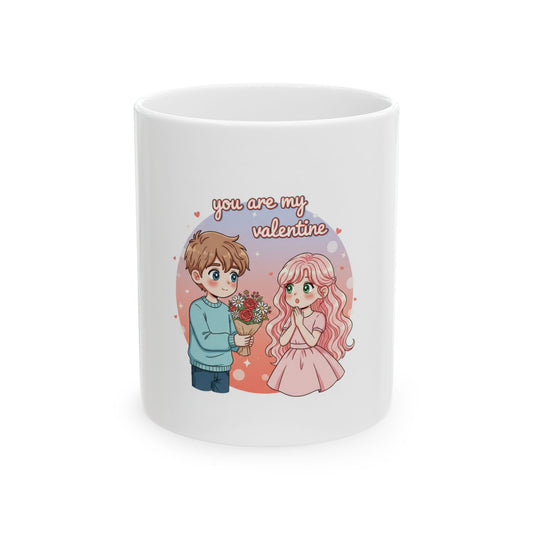 You Are My Valentine Mug | Cute Chibi Couple Valentine Ceramic Mug