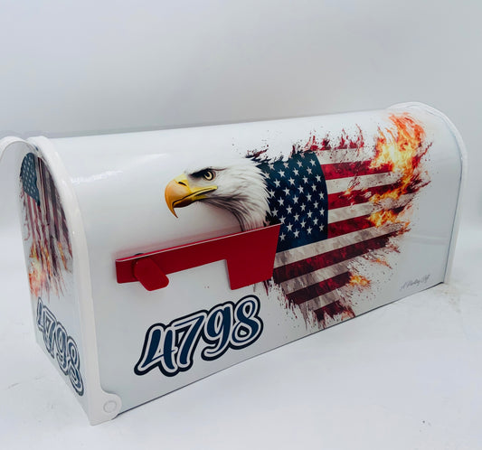 American Flag Custom Mailbox; Patriotic Gift Idea