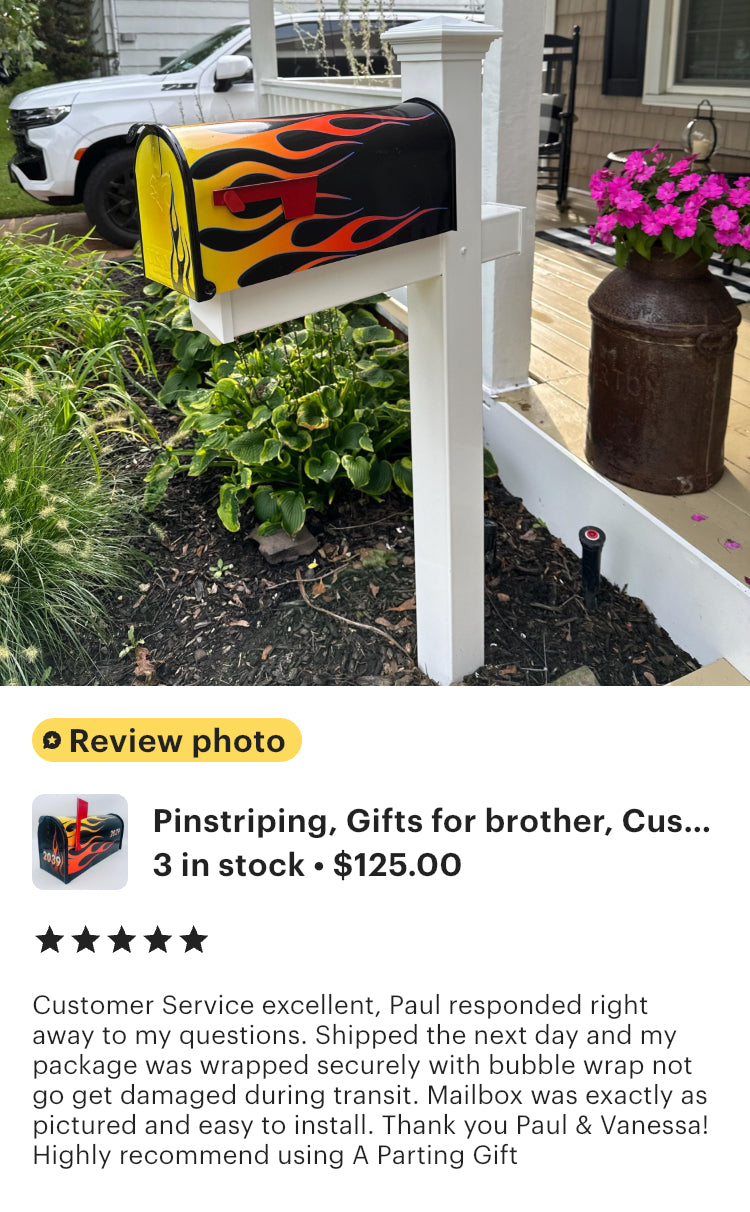 Pinstriping Hotrod Custom Mailbox Gift for Dad