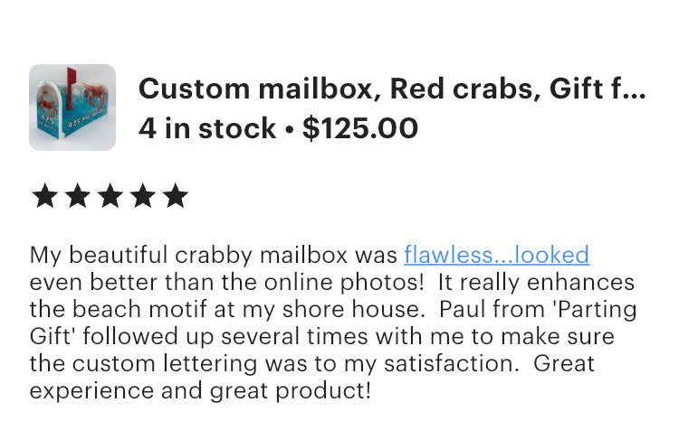 Red Crab Custom Mailbox, Beach Decor Gift for Mom and Dad