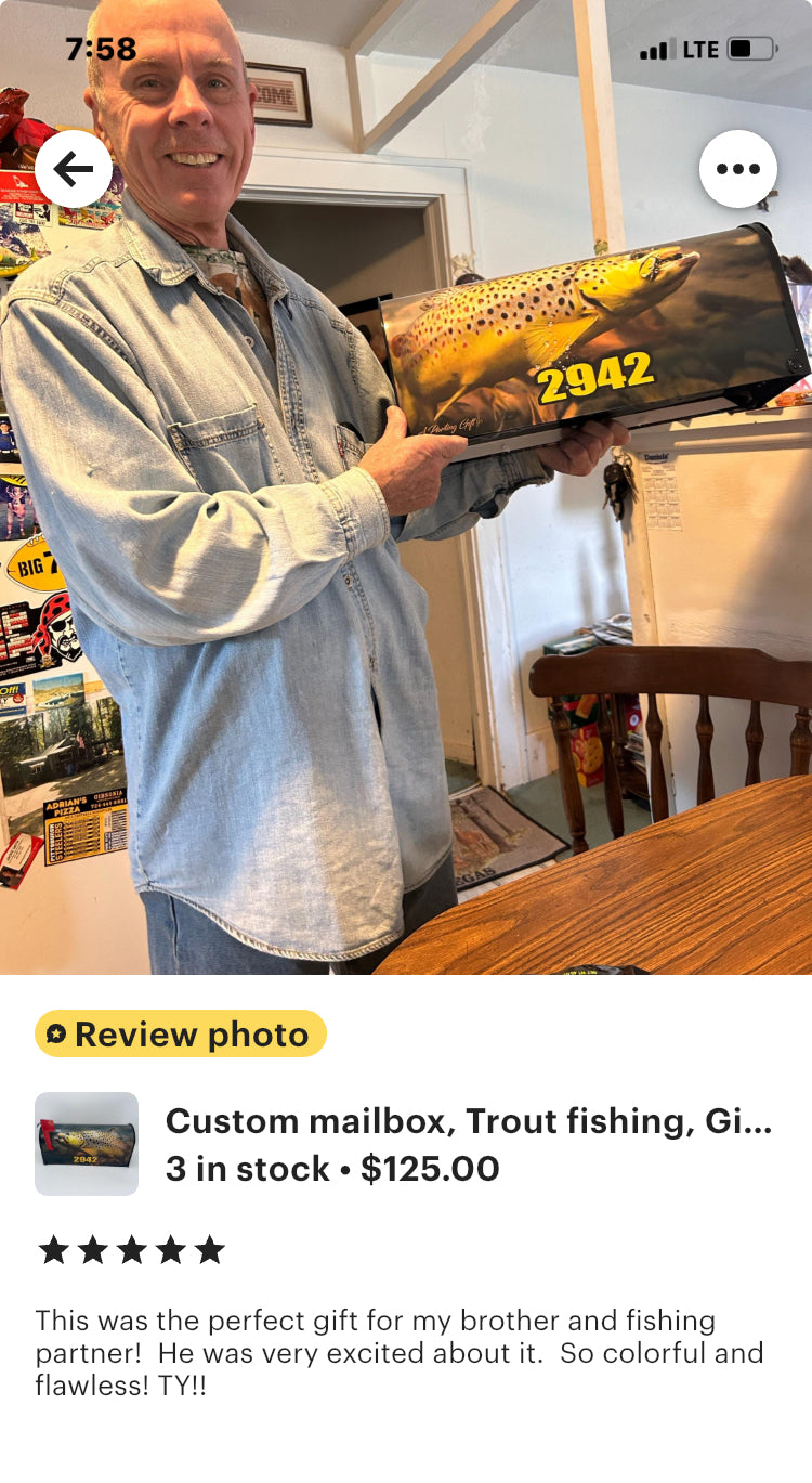 Trout fishing Mailbox Gift for Mom and Dad