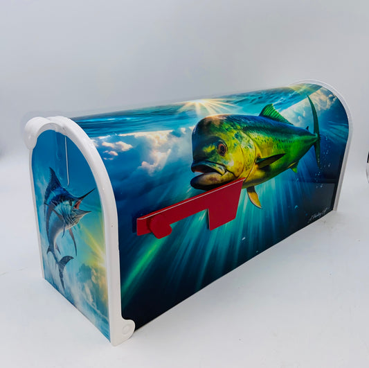 Marlin with Fish Custom Mailbox Gift Idea for Beach House