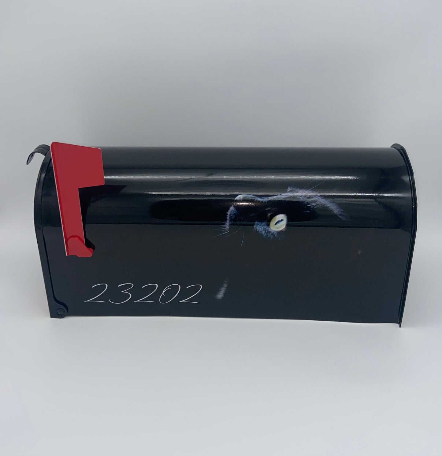 Black Cat Custom Mailbox, Post Mounted