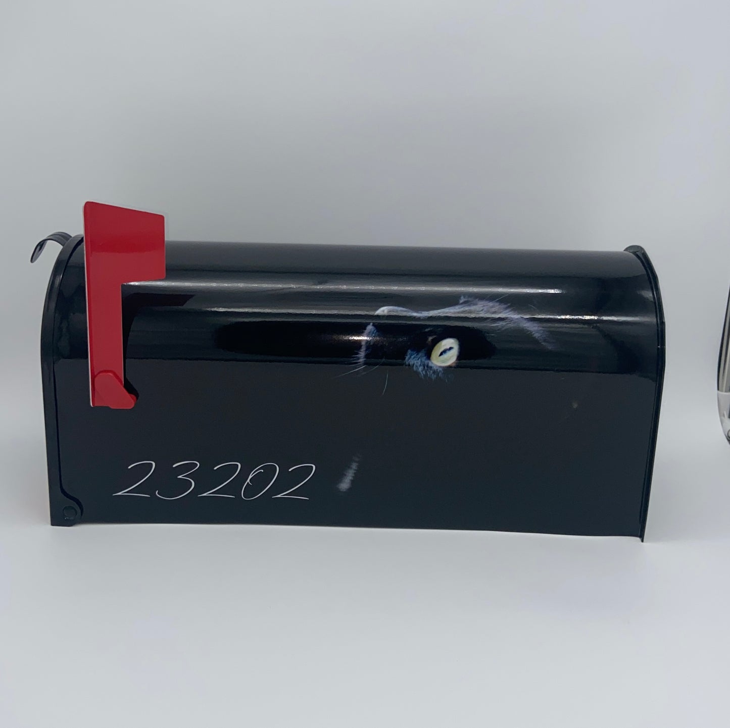 Black Cat Custom Mailbox, Post Mounted