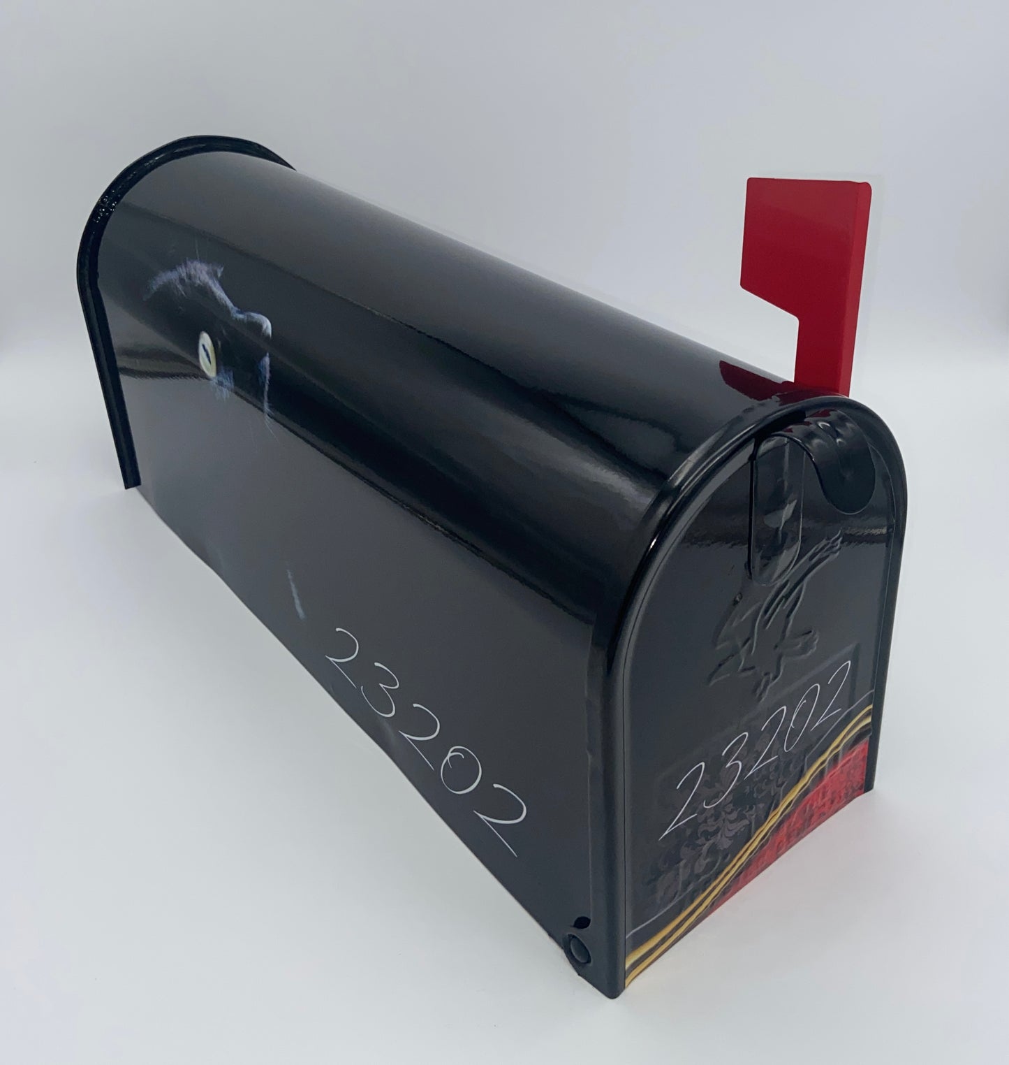 Black Cat Custom Mailbox, Post Mounted
