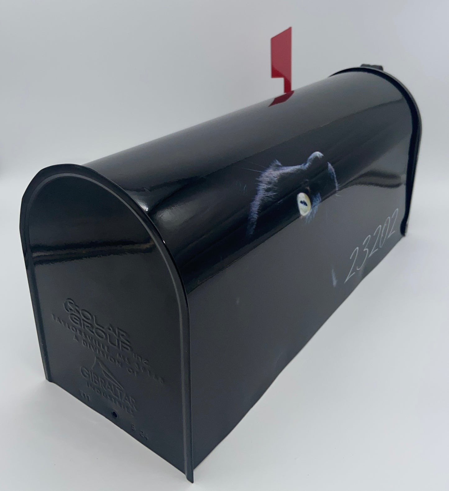 Black Cat Custom Mailbox, Post Mounted