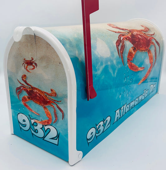 Red Crab Custom Mailbox, Beach Decor Gift for Mom and Dad