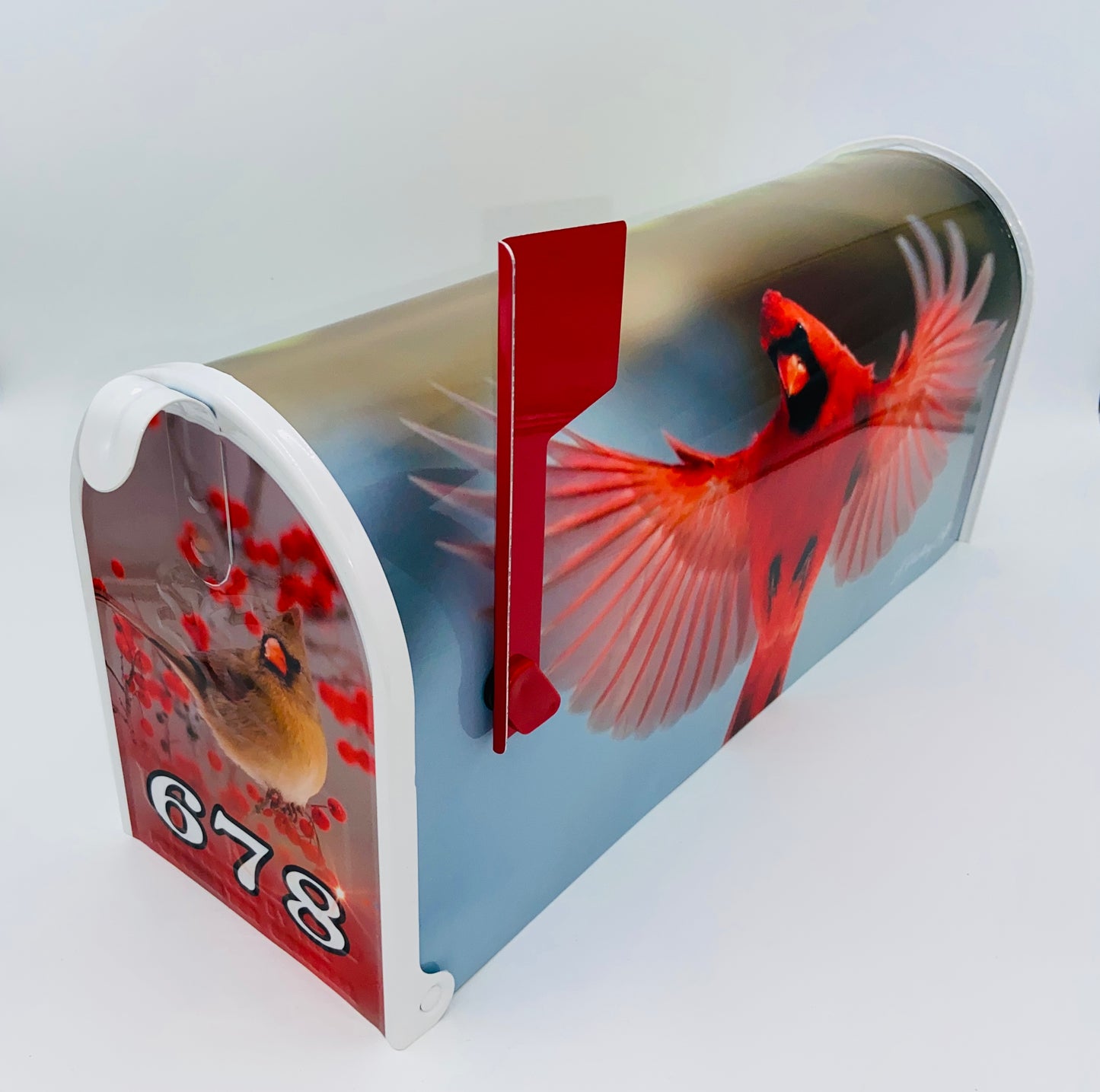 Cardinal Bird Custom Mailbox, Personalized gift for Christmas