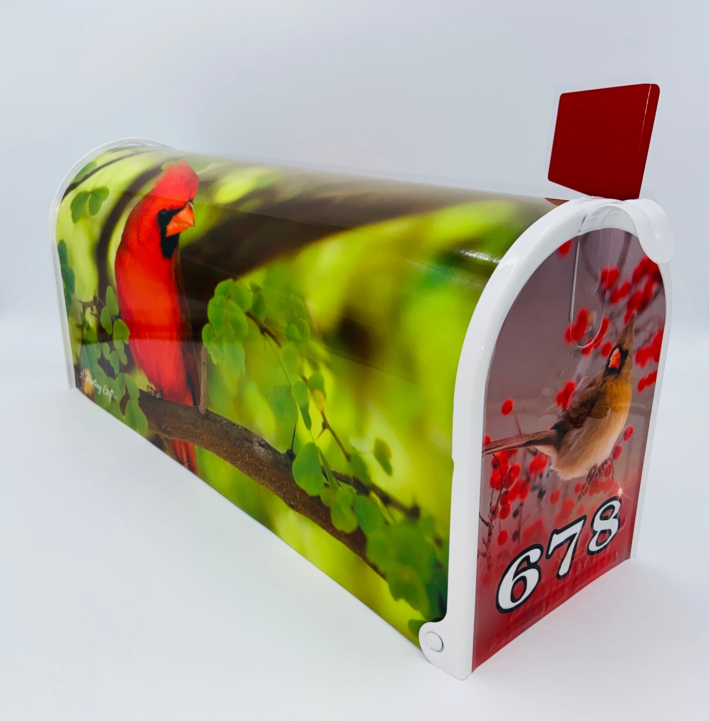 Cardinal Bird Custom Mailbox, Personalized gift for Christmas