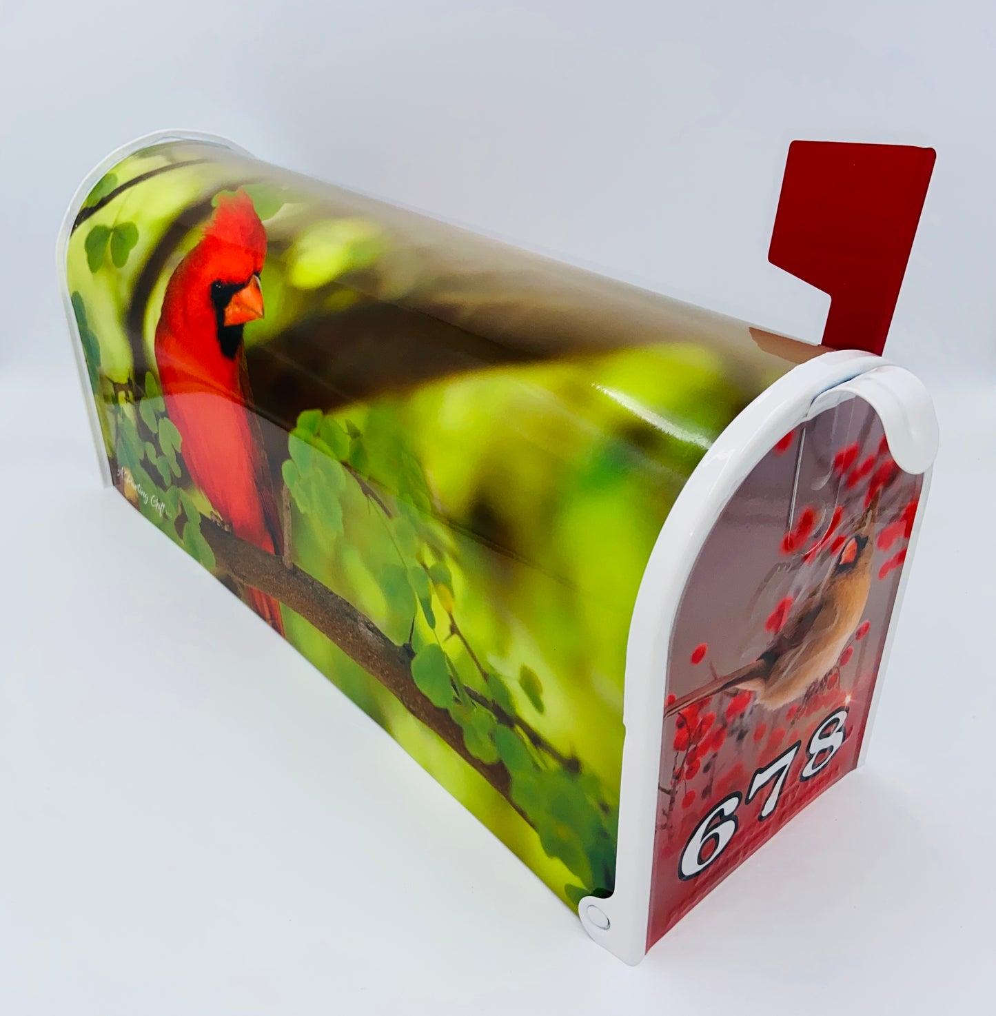 Cardinal Bird Custom Mailbox, Personalized gift for Christmas