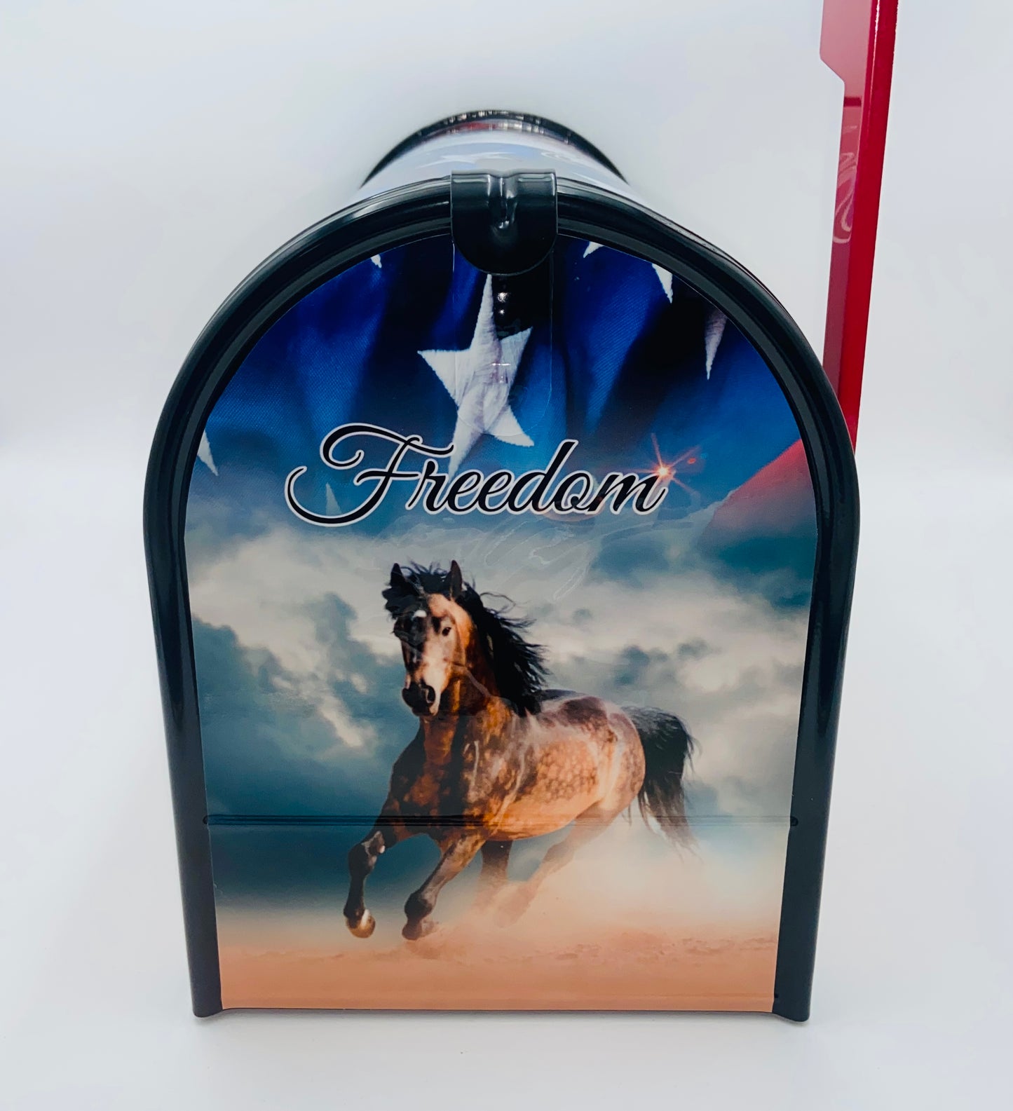 Wild horse custom mailbox, Patriotic Independence Day farm mailbox