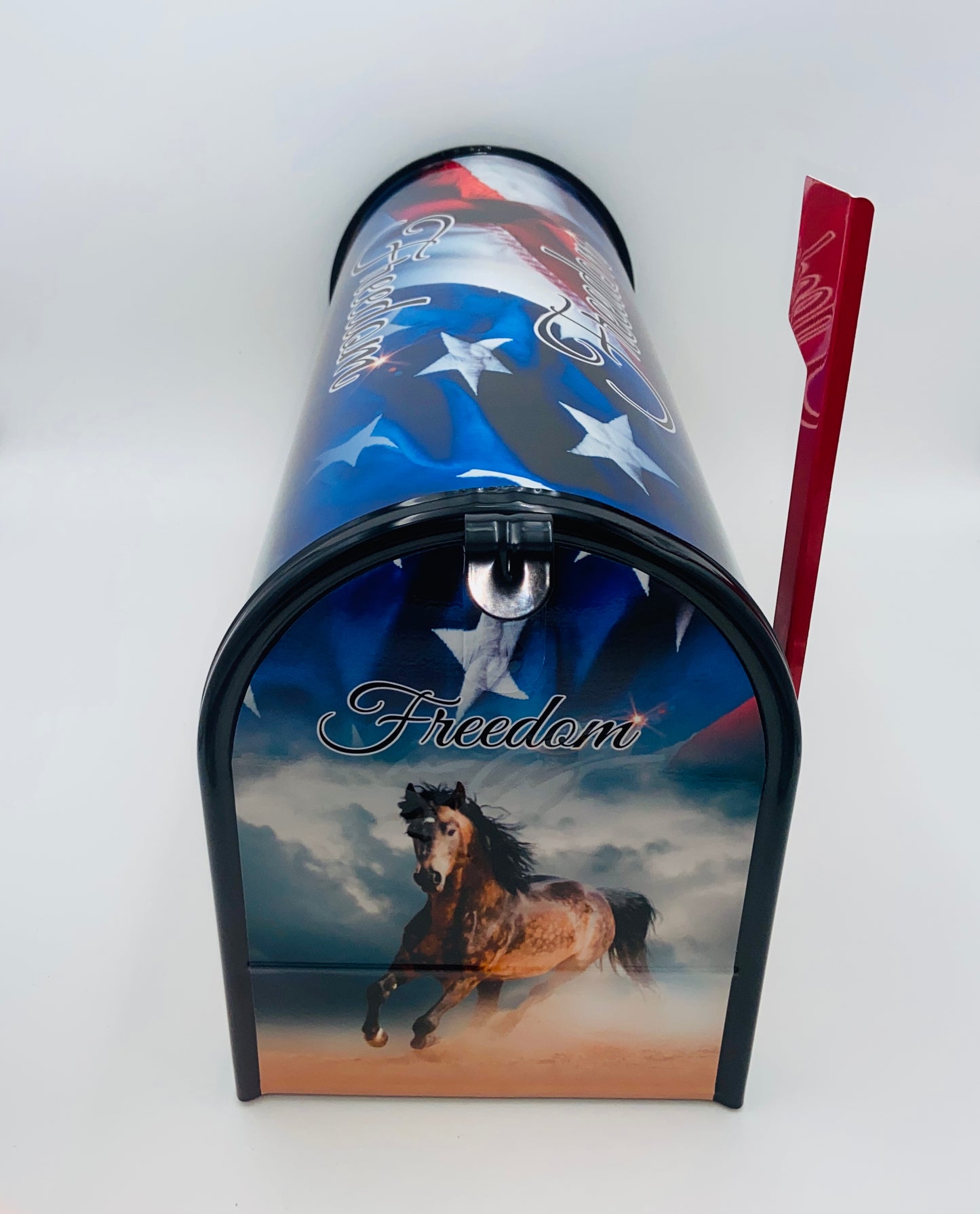 Wild horse custom mailbox, Patriotic Independence Day farm mailbox
