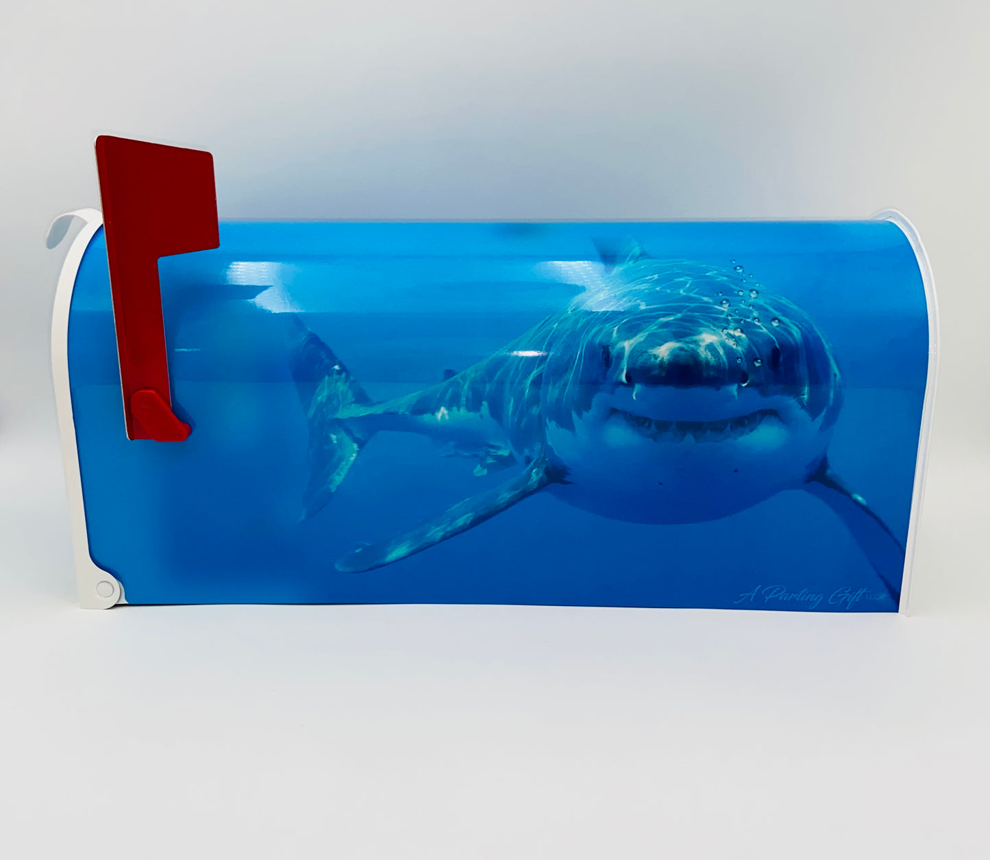 Great White Shark Custom Mailbox Gift for Dad. Personalized for Mom