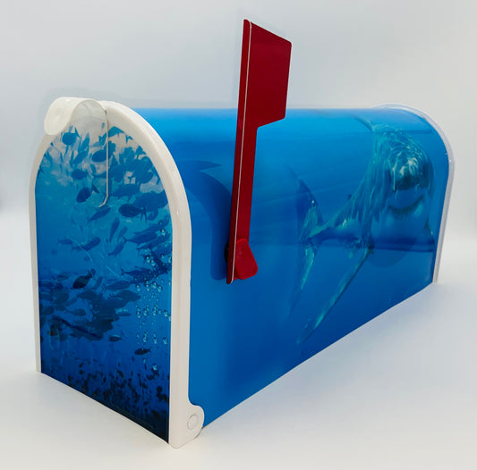 Great White Shark Custom Mailbox Gift for Dad. Personalized for Mom