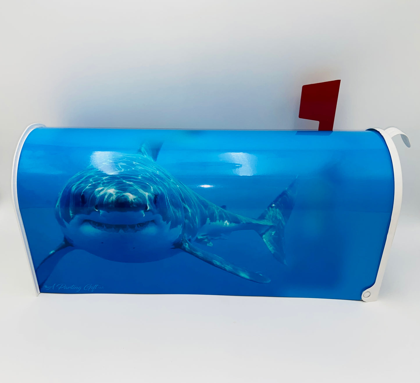 Great White Shark Custom Mailbox Gift for Dad. Personalized for Mom