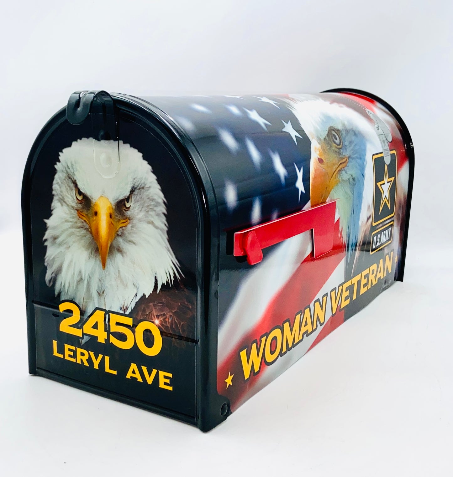 Woman Veteran Custom Mailbox Patriotic Gift for Mom