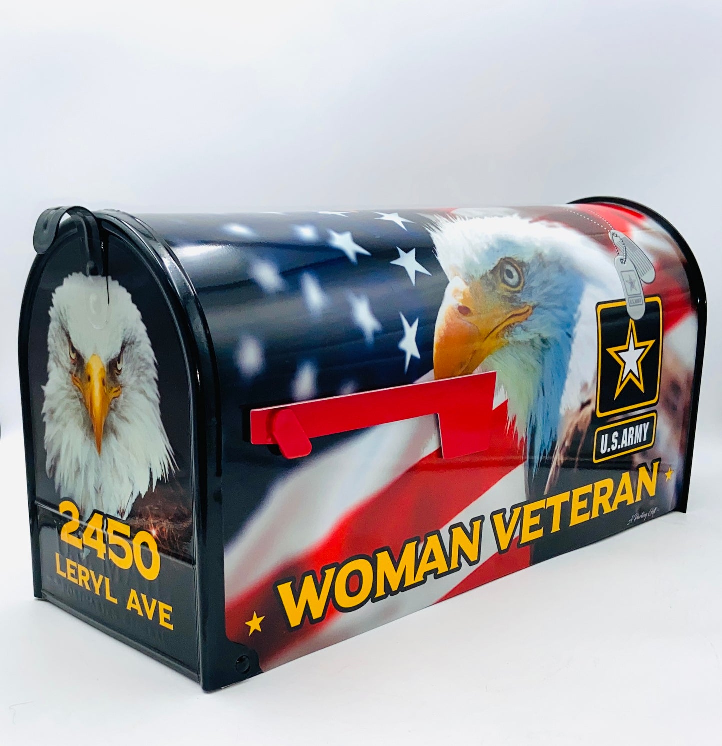 Woman Veteran Custom Mailbox Patriotic Gift for Mom