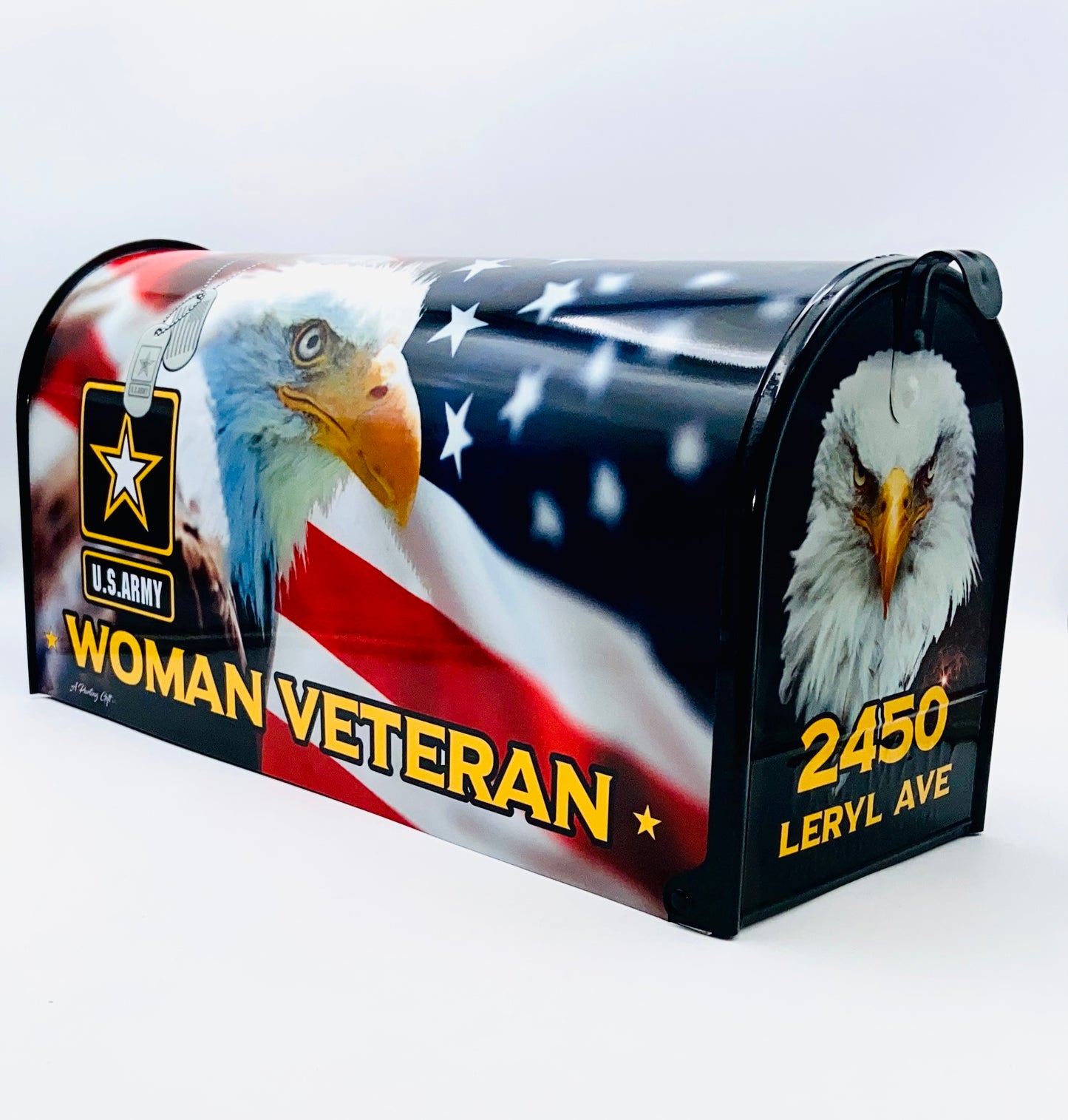 Woman Veteran Custom Mailbox Patriotic Gift for Mom