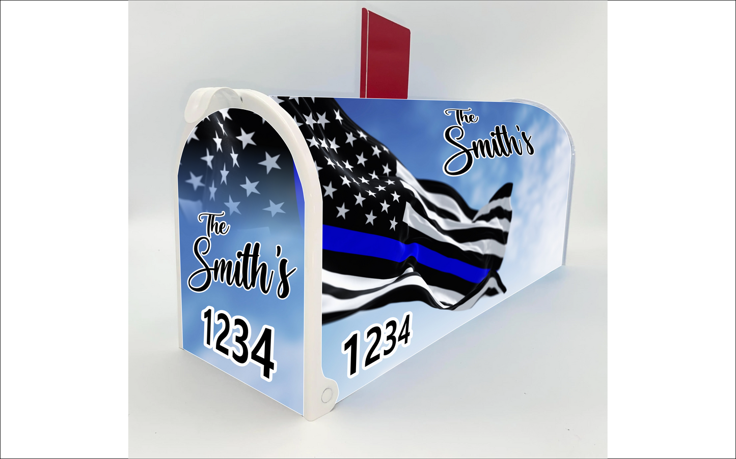 Thin Blue Line American Flag Mailbox: Gift for any occasion